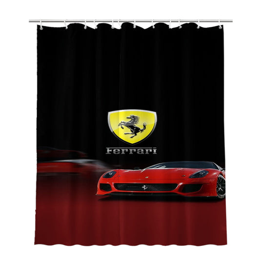 Fast Car Ferrari Bathroom Shower Curtain Fabric Waterproof