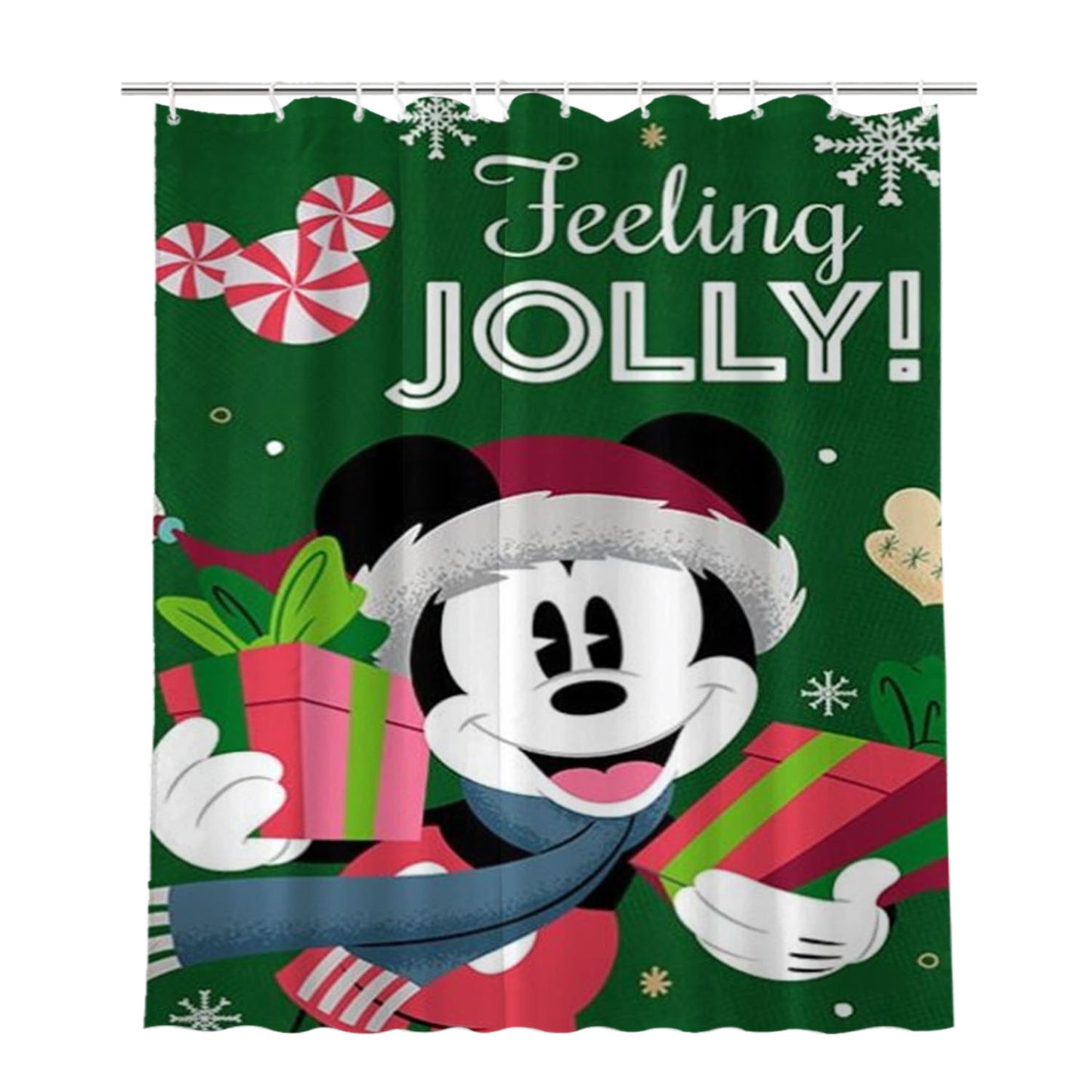 Feeling Jolly Mickey Mouse Bathroom Shower Curtain Fabric Waterproof | 66 X 72 Inch
