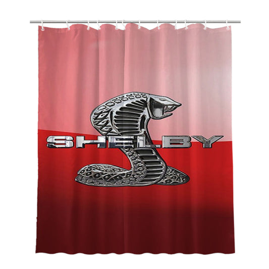 Ford Mustang Shelby Cobra Red Logo Bathroom Shower Curtain Fabric Waterproof