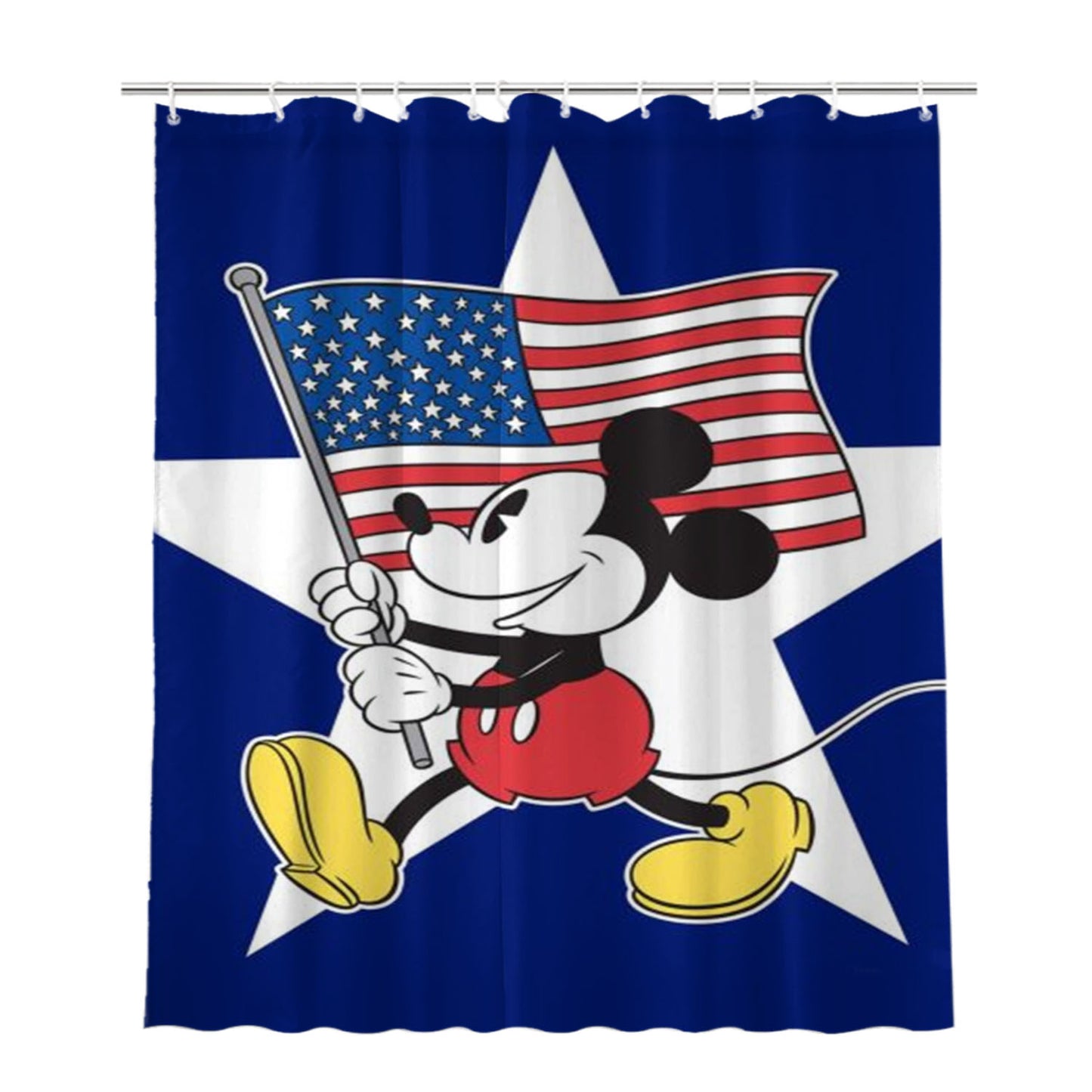 Freedom Mickey Bathroom Shower Curtain Fabric Waterproof | 66 X 72 Inch