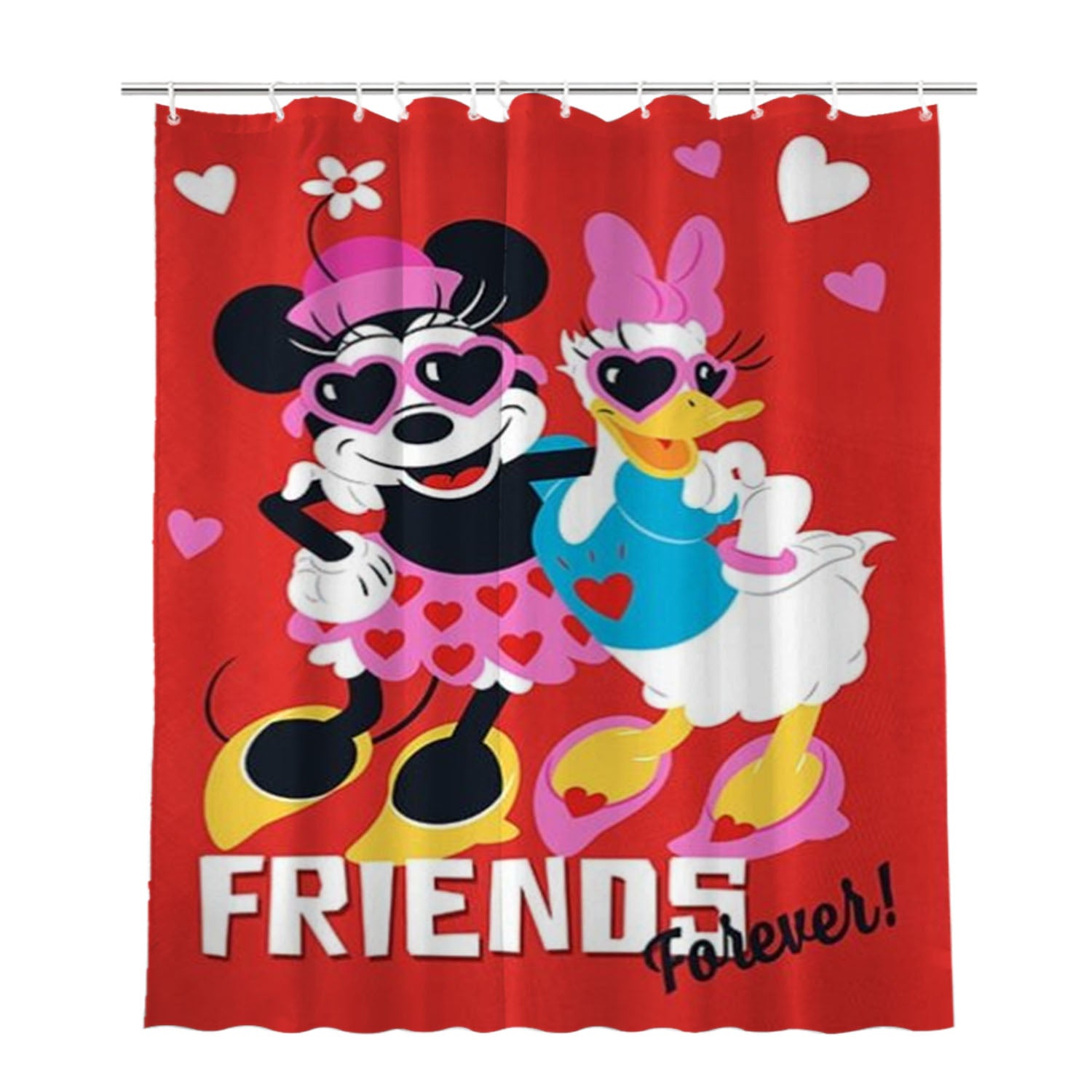 Friends For Life Minnie & Daisy Bathroom Shower Curtain Fabric Waterproof | 66 X 72 Inch