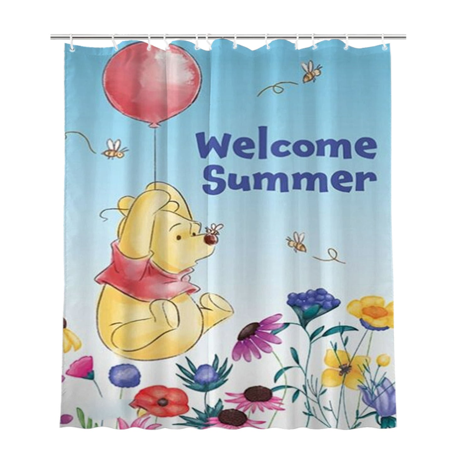 Garden Balloon Ride Pooh Bathroom Shower Curtain Fabric Waterproof | 66 X 72 Inch