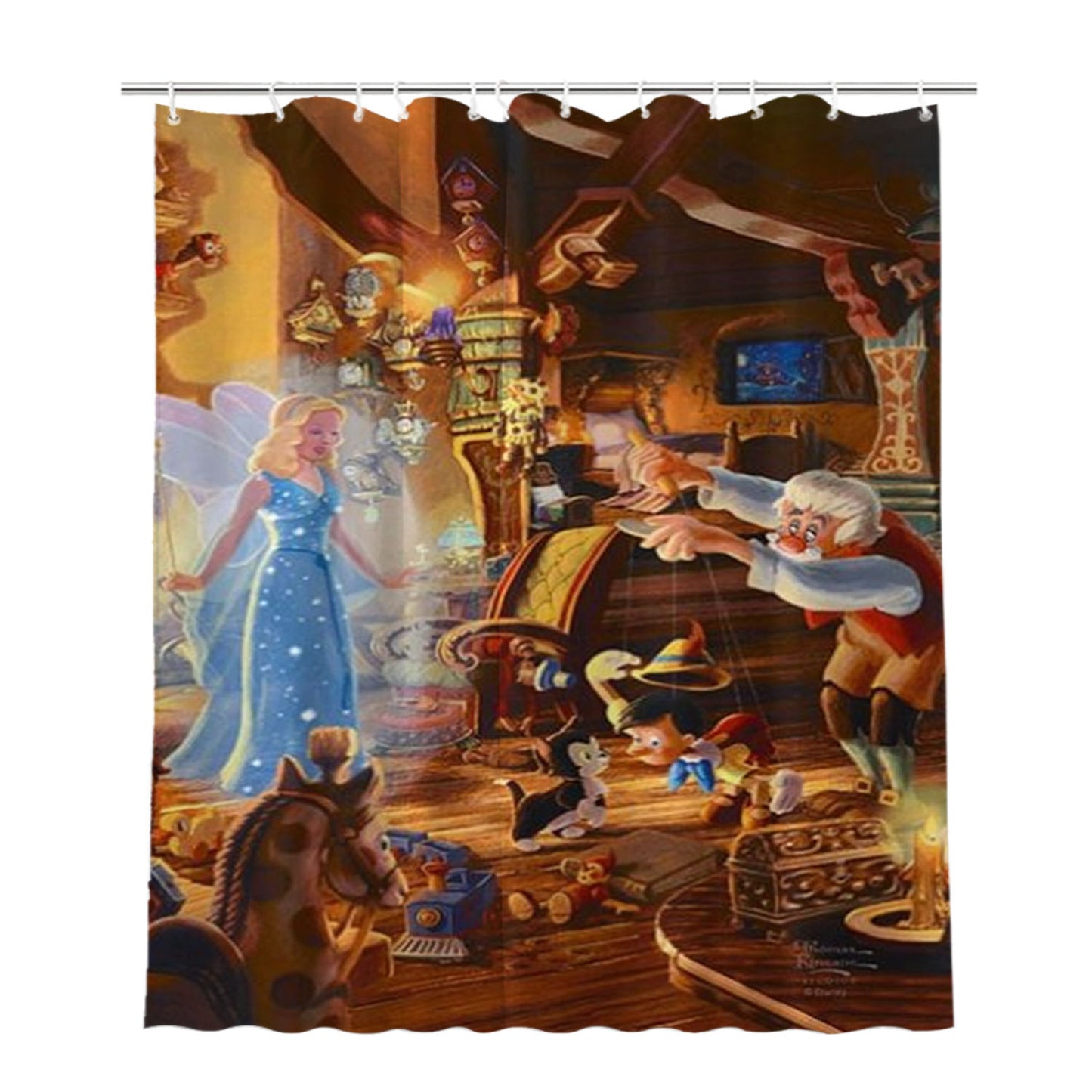 Geppetto’S Pinocchio Bathroom Shower Curtain Fabric Waterproof | 66 X 72 Inch