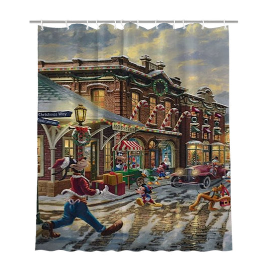 Personalized Goofy And Pluto Candy Cane Express Shower Curtain Farmhouse Bathroom Decor