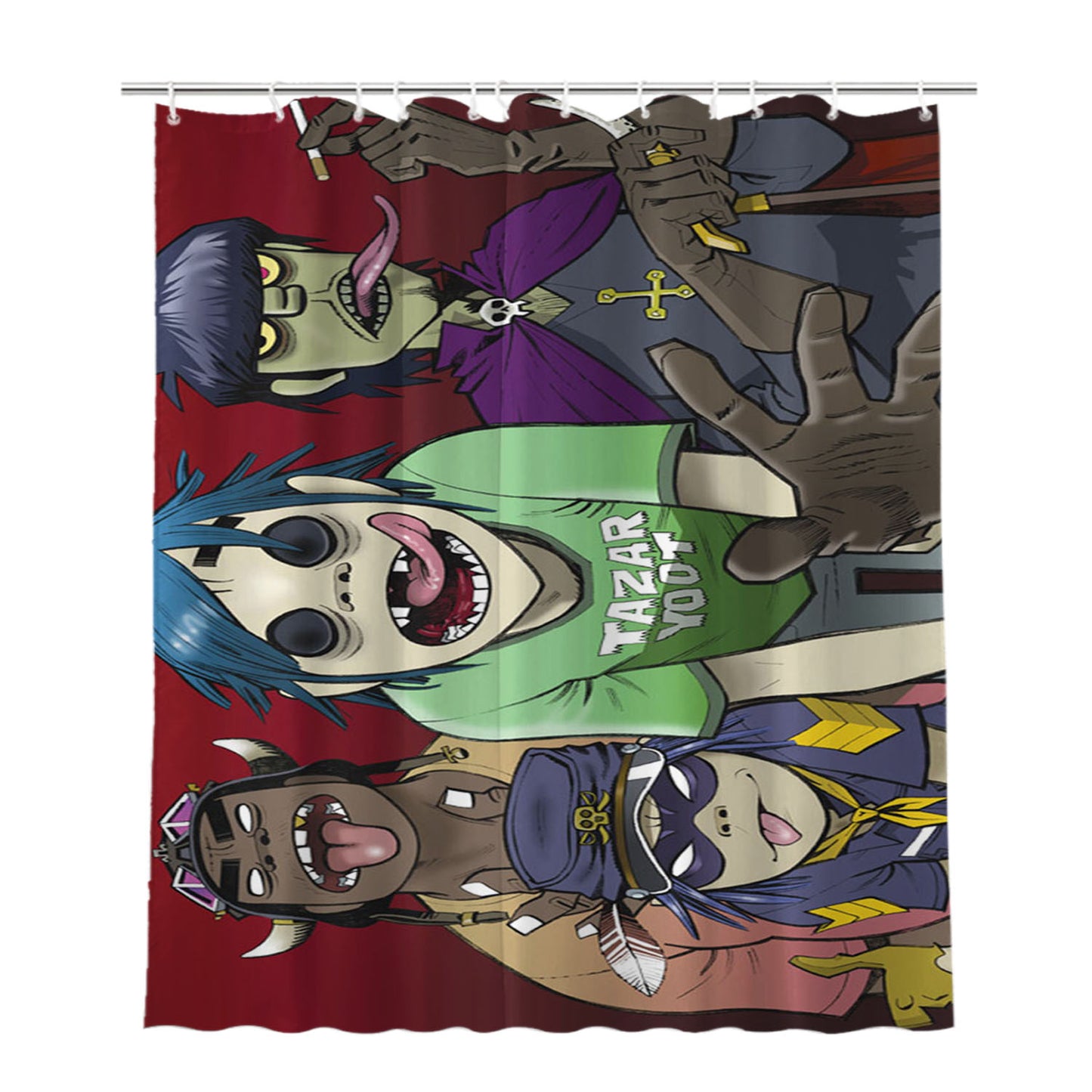Gorillaz Bathroom Shower Curtain Fabric Waterproof | 66 X 72 Inch