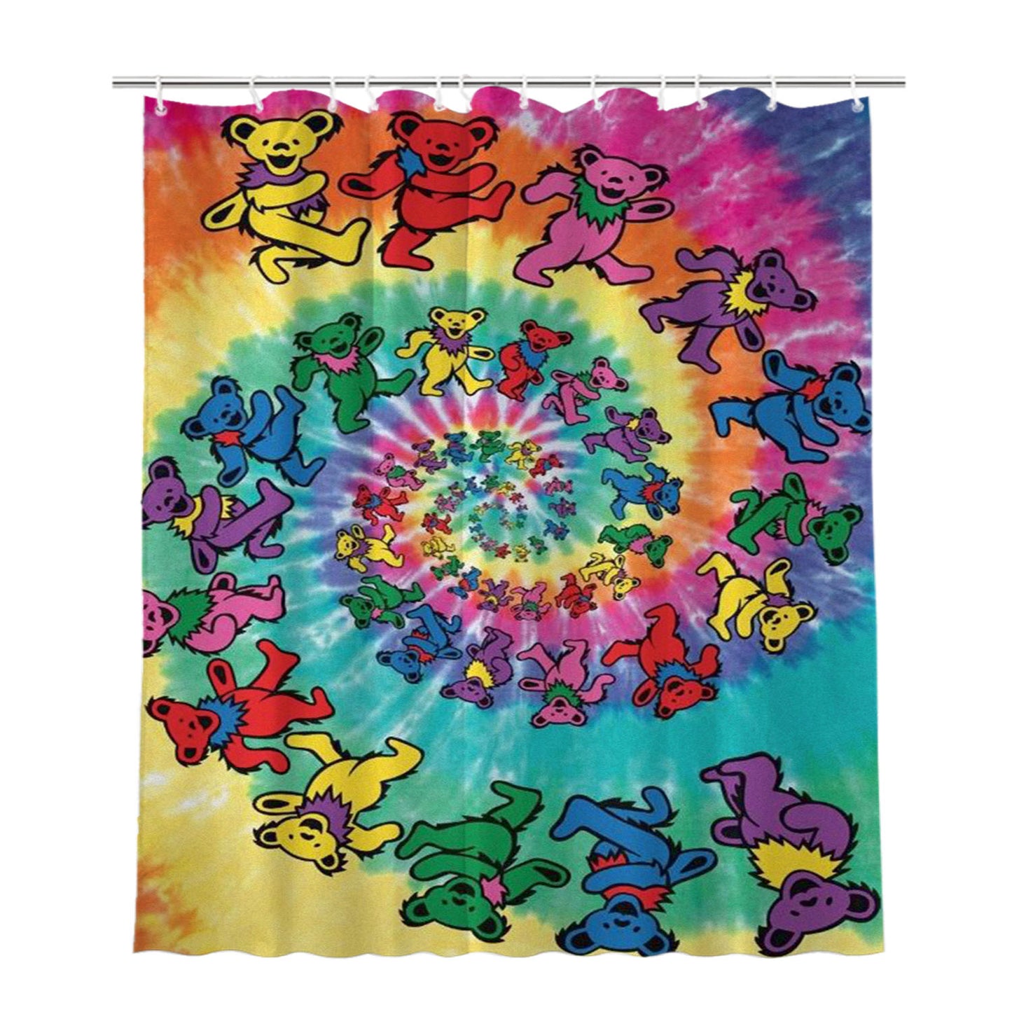 Greatful Dead Long Strange Trip It'S Been Trippy Tie Dye Bathroom Shower Curtain Fabric Waterproof | 66 X 72 Inch