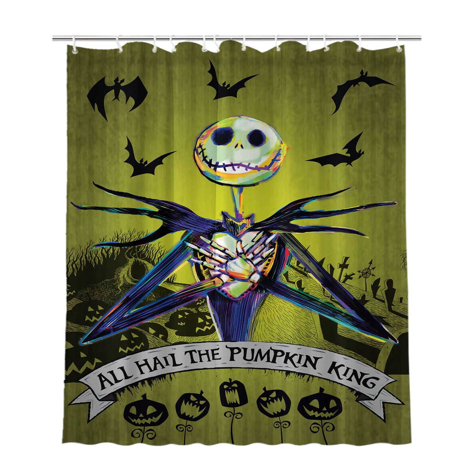 Hail The Pumpkin King Bathroom Shower Curtain Fabric Waterproof | 66 X 72 Inch