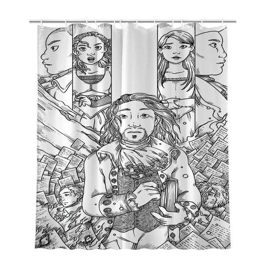 Hamilton American Musical Sketch Doodle Bathroom Shower Curtain Fabric Waterproof