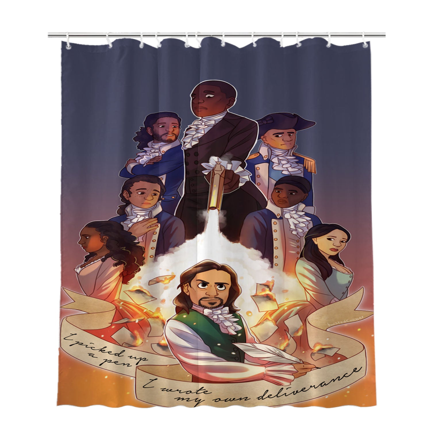 Hamilton And The Hubris Box Classic Musical Bathroom Shower Curtain Fabric Waterproof | 66 X 72 Inch