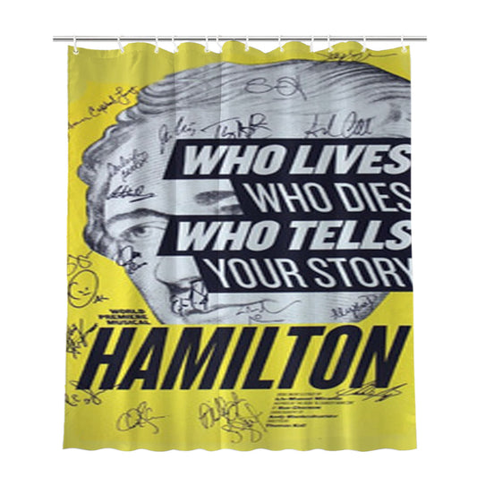 Hamilton Broadway Signatures Bathroom Shower Curtain Fabric Waterproof | 66 X 72 Inch