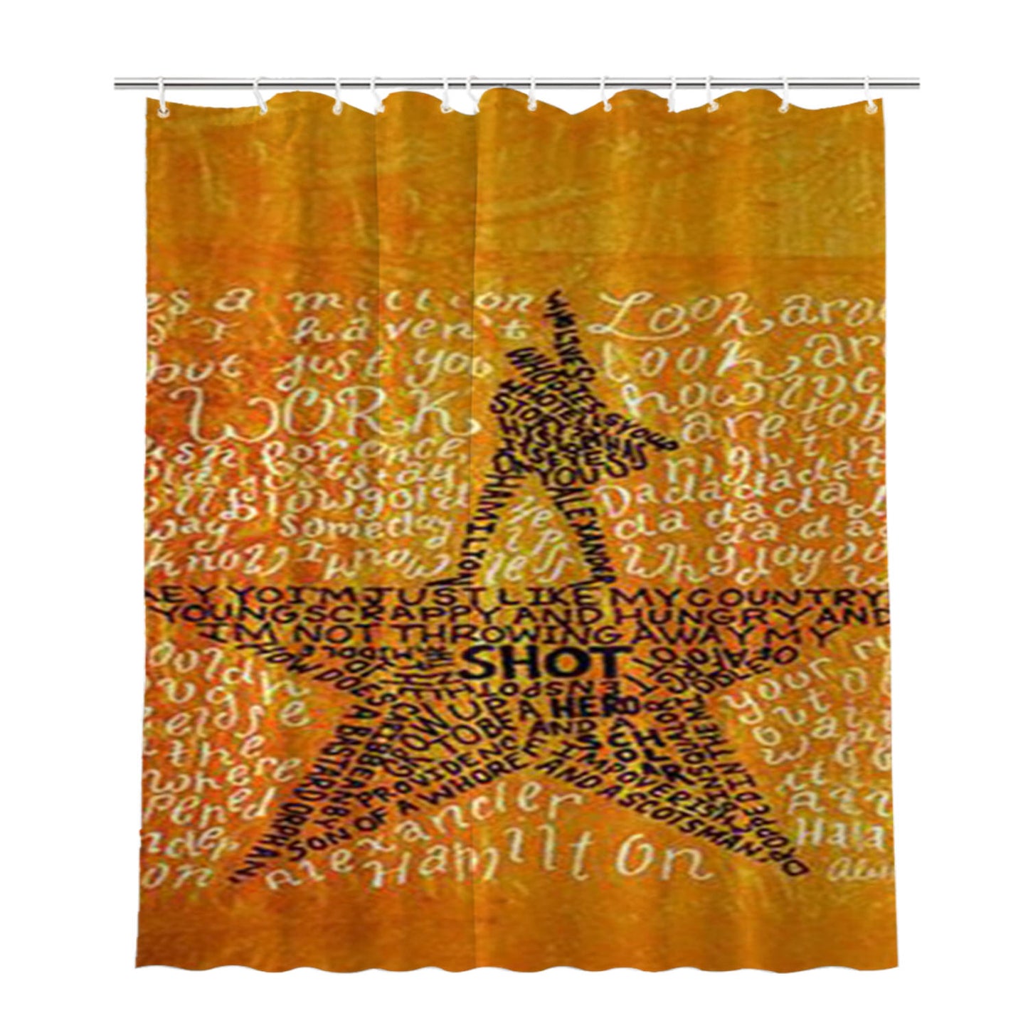 Hamilton Musical Lyrics Bathroom Shower Curtain Fabric Waterproof | 66 X 72 Inch