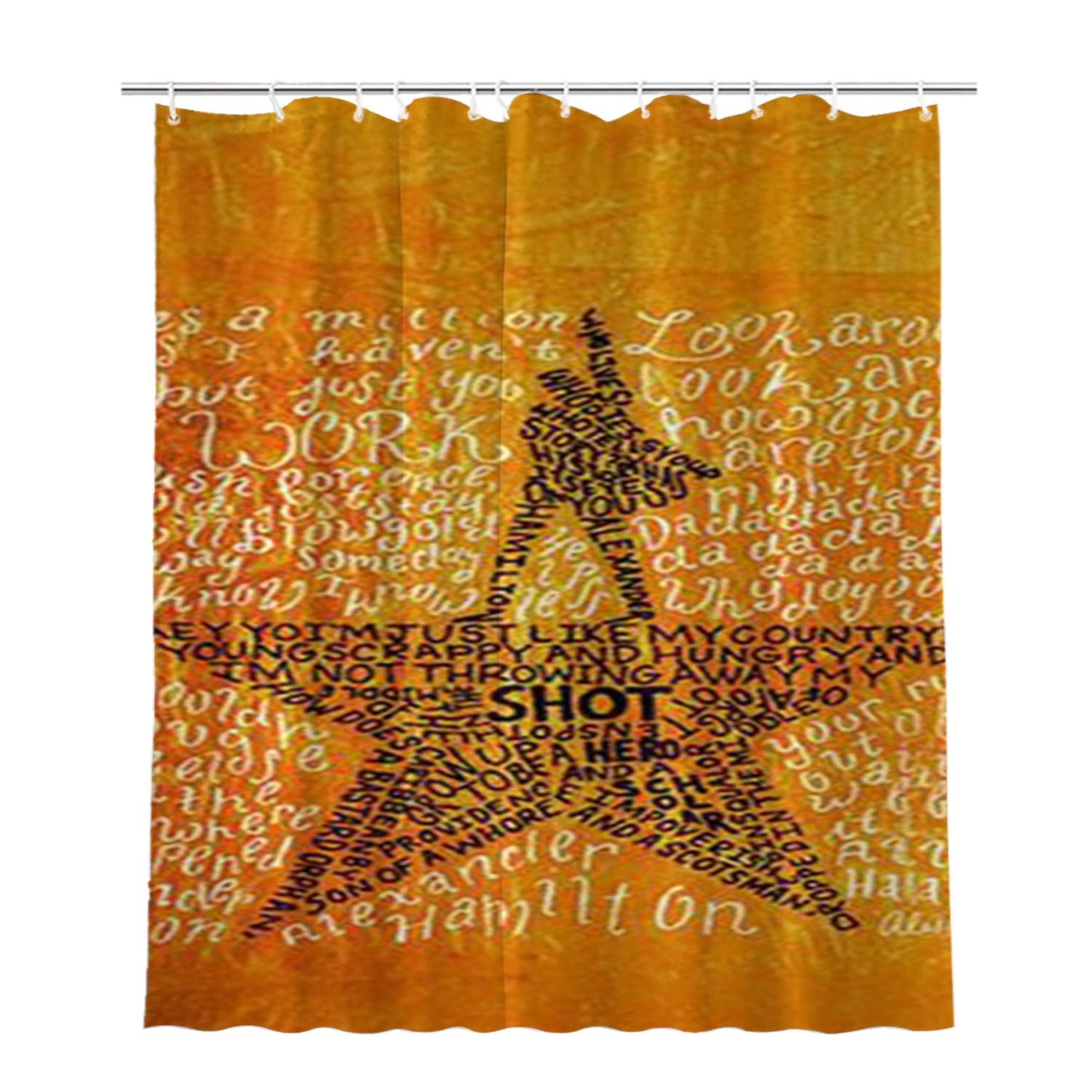 Hamilton Musical Lyrics Bathroom Shower Curtain Fabric Waterproof | 66 X 72 Inch