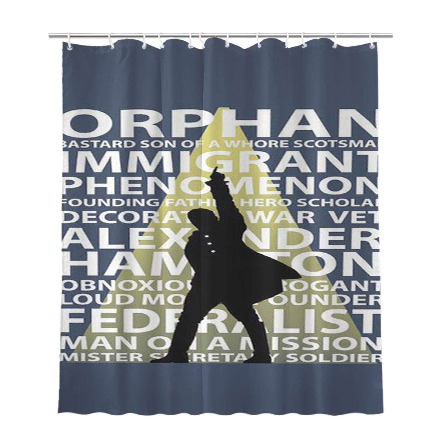 Hamilton Musical Quotes Bathroom Shower Curtain Fabric Waterproof | 66 X 72 Inch