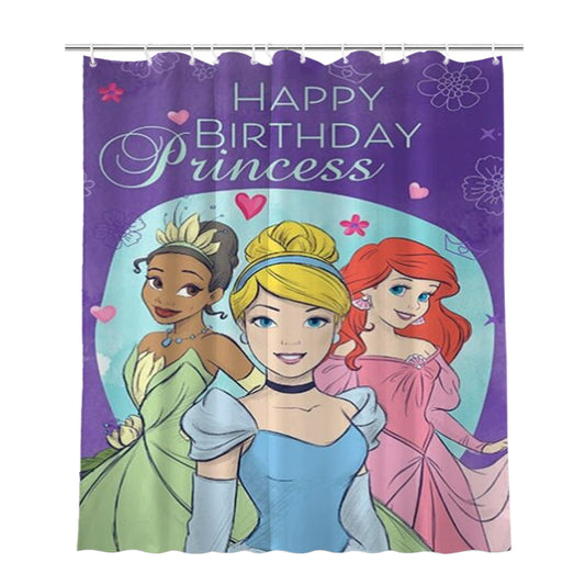 Personalized Happy Birthday Princess Shower Curtain Farmhouse Bathroom Decor