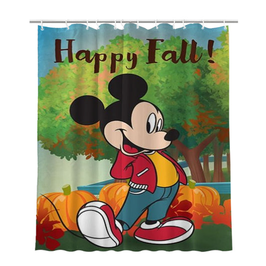 Personalized Happy Fall Pumpkin Patch Mickey Shower Curtain Farmhouse Bathroom Decor