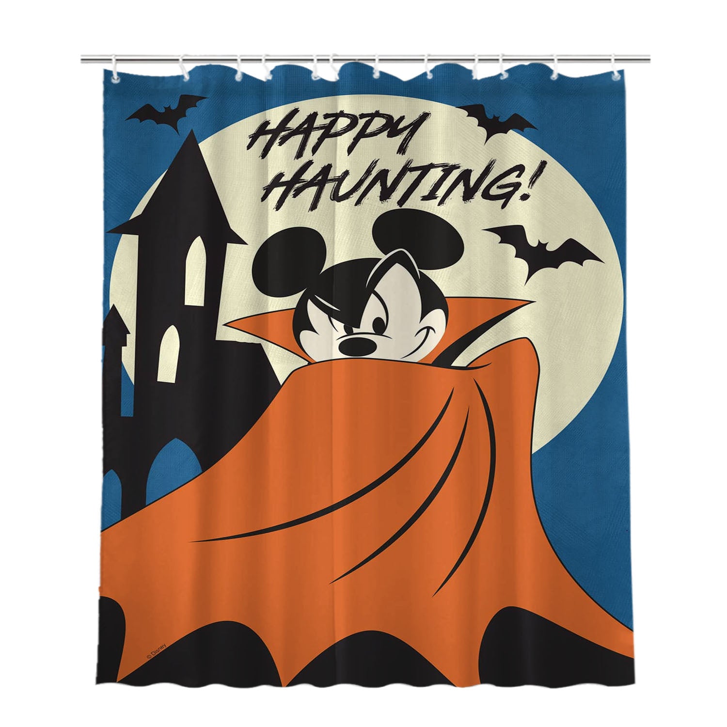 Happy Haunting Mickey Bathroom Shower Curtain Fabric Waterproof | 66 X 72 Inch