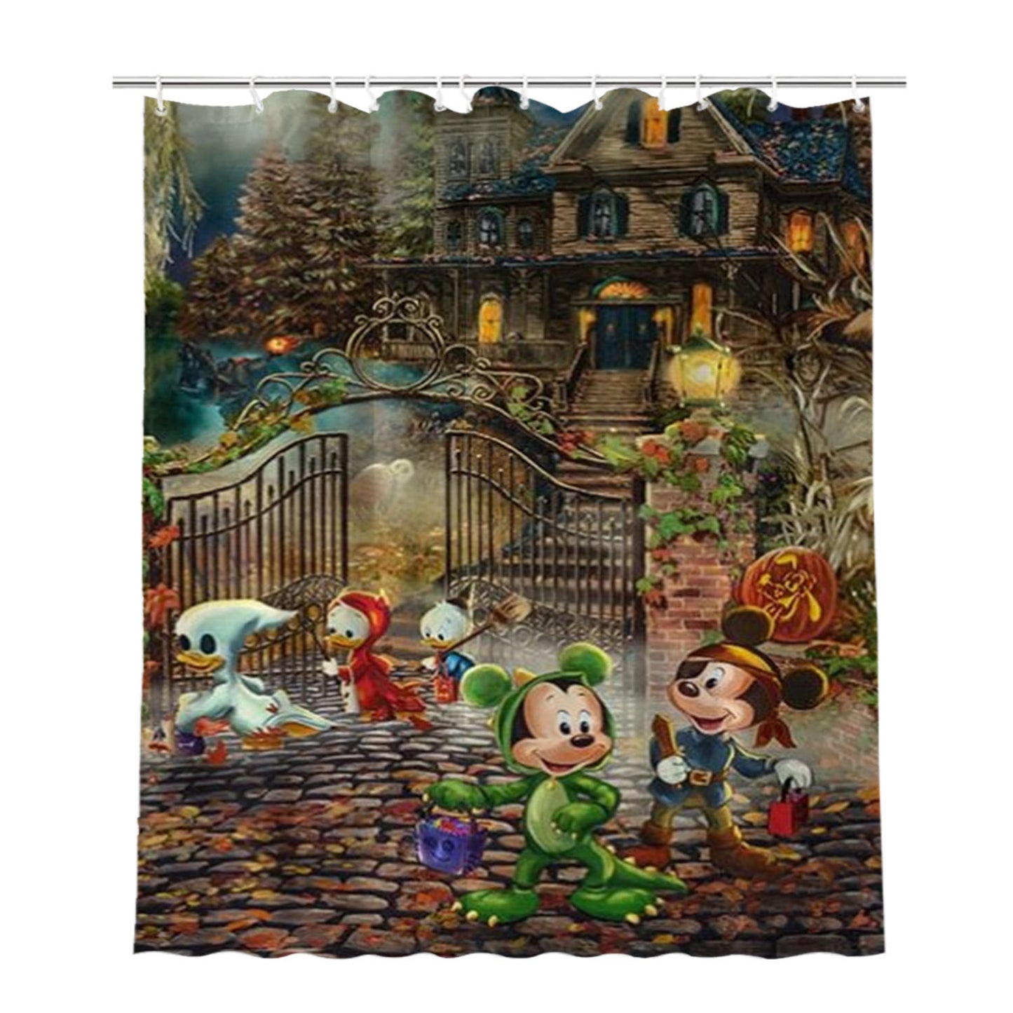 Haunted House Halloween Fun Bathroom Shower Curtain Fabric Waterproof | 66 X 72 Inch