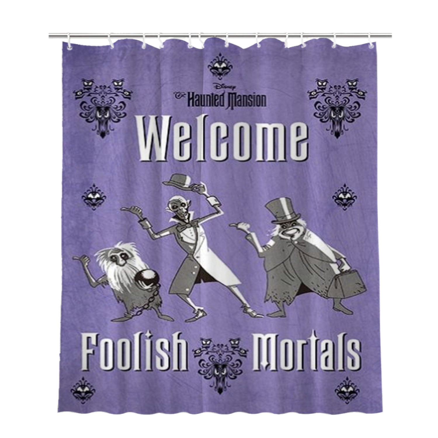Haunted Mansion Hitchhiking Ghosts Foolish Mortals Bathroom Shower Curtain Fabric Waterproof | 66 X 72 Inch