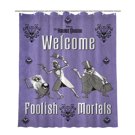 Personalized Haunted Mansion Hitchhiking Ghosts Foolish Mortals Shower Curtain Farmhouse Bathroom Decor