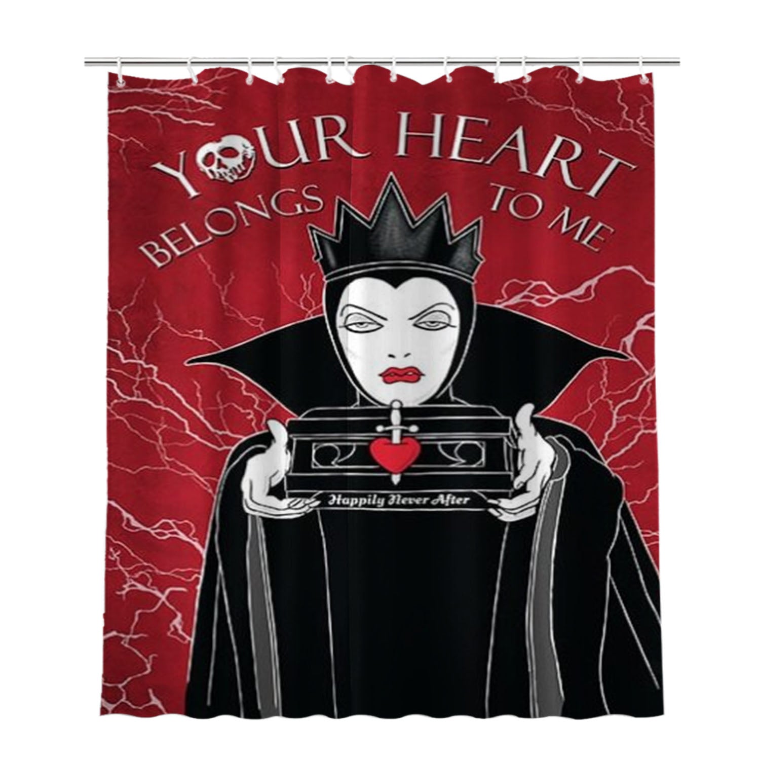 Heart Belongs To Me Evil Queen Bathroom Shower Curtain Fabric Waterproof | 66 X 72 Inch