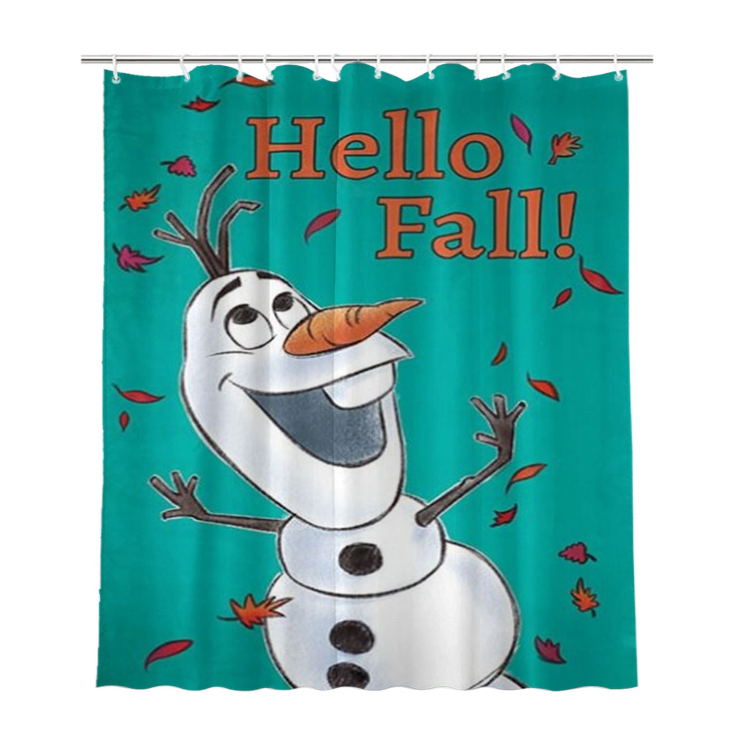 Hello Fall Olaf Bathroom Shower Curtain Fabric Waterproof | 66 X 72 Inch