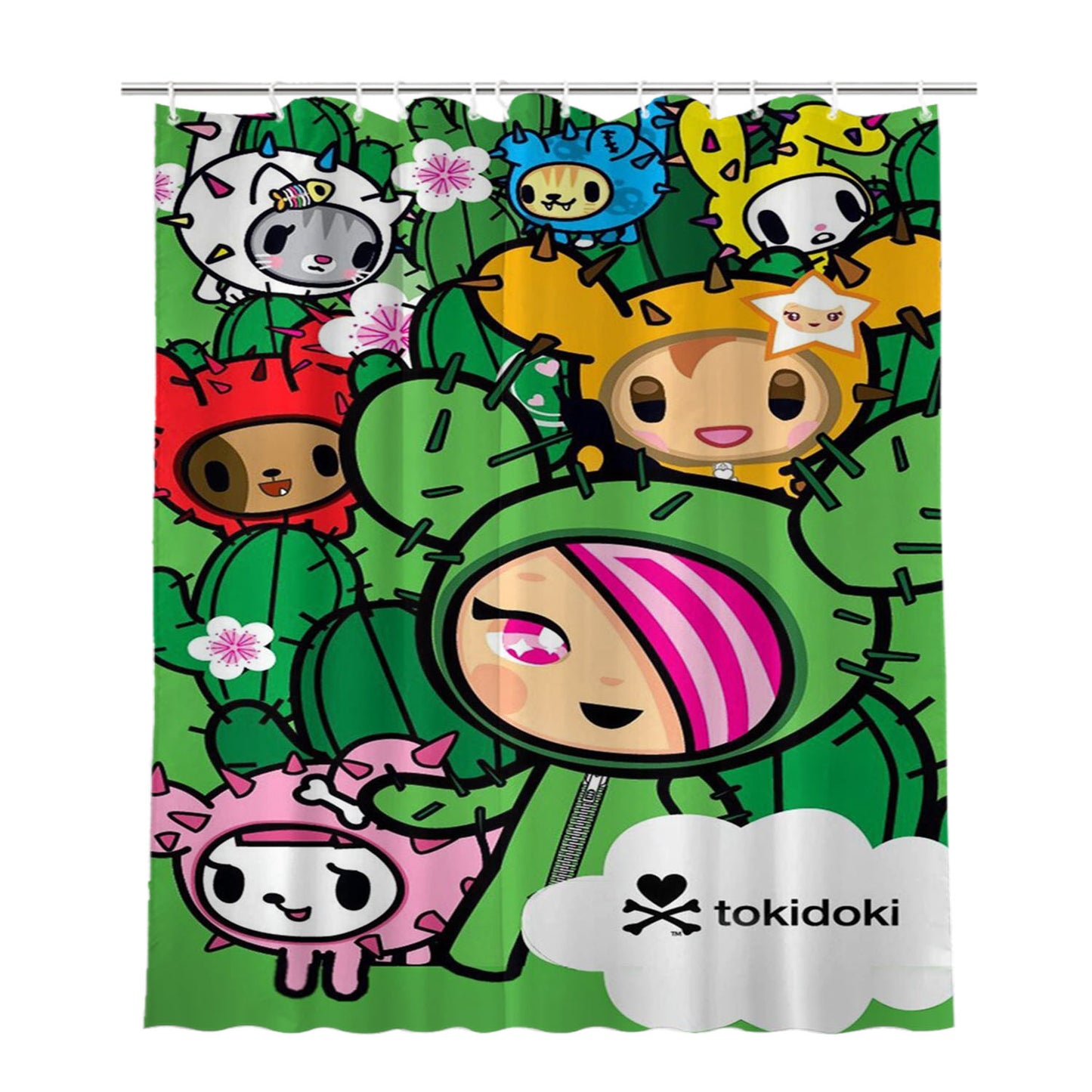 Hello Kitty Tokidoki Bathroom Shower Curtain Fabric Waterproof | 66 X 72 Inch