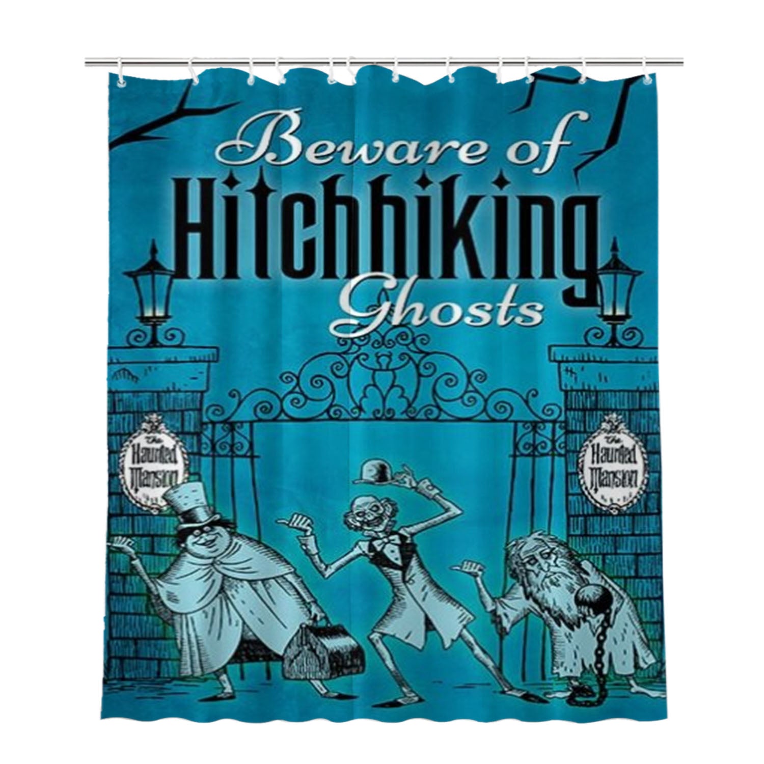 Hitchhiking-Ghosts-Haunted-Mansi Bathroom Shower Curtain Fabric Waterproof | 66 X 72 Inch
