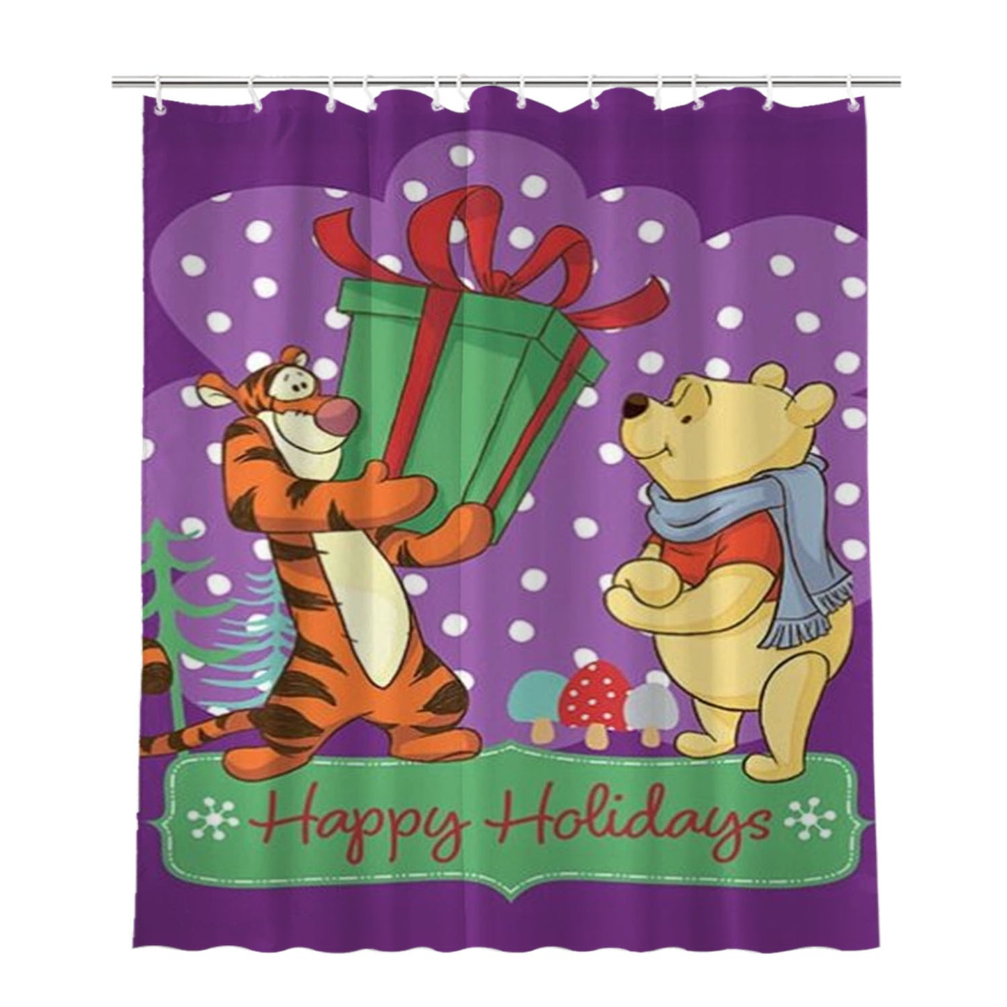 Holiday Gift Tigger And Pooh Bathroom Shower Curtain Fabric Waterproof | 66 X 72 Inch