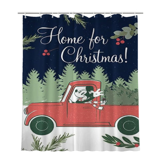 Personalized Home For Christmas Mickey Shower Curtain Farmhouse Bathroom Decor