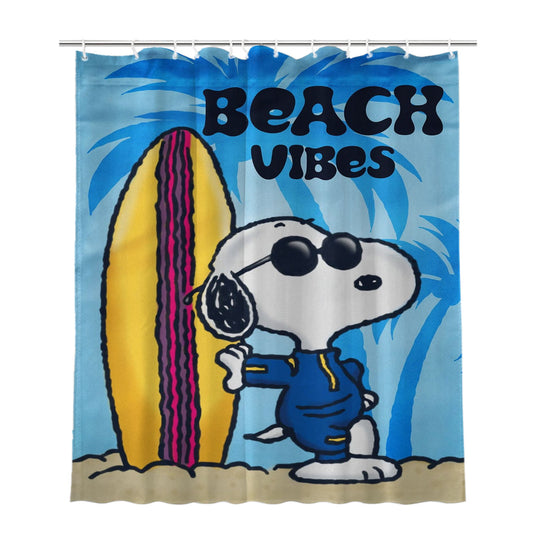 Home Peanuts Summer Beachhouse Bathroom Shower Curtain Fabric Waterproof