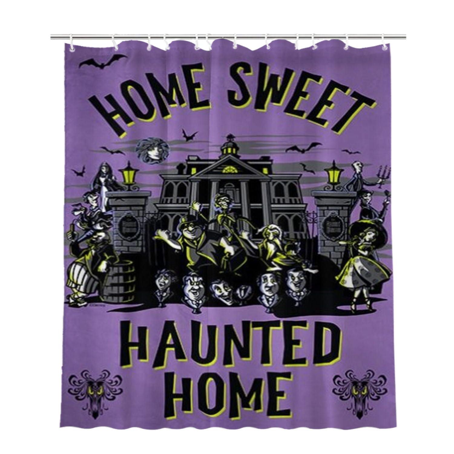 Home Sweet Haunted Home Haunted Mansion Bathroom Shower Curtain Fabric Waterproof | 66 X 72 Inch