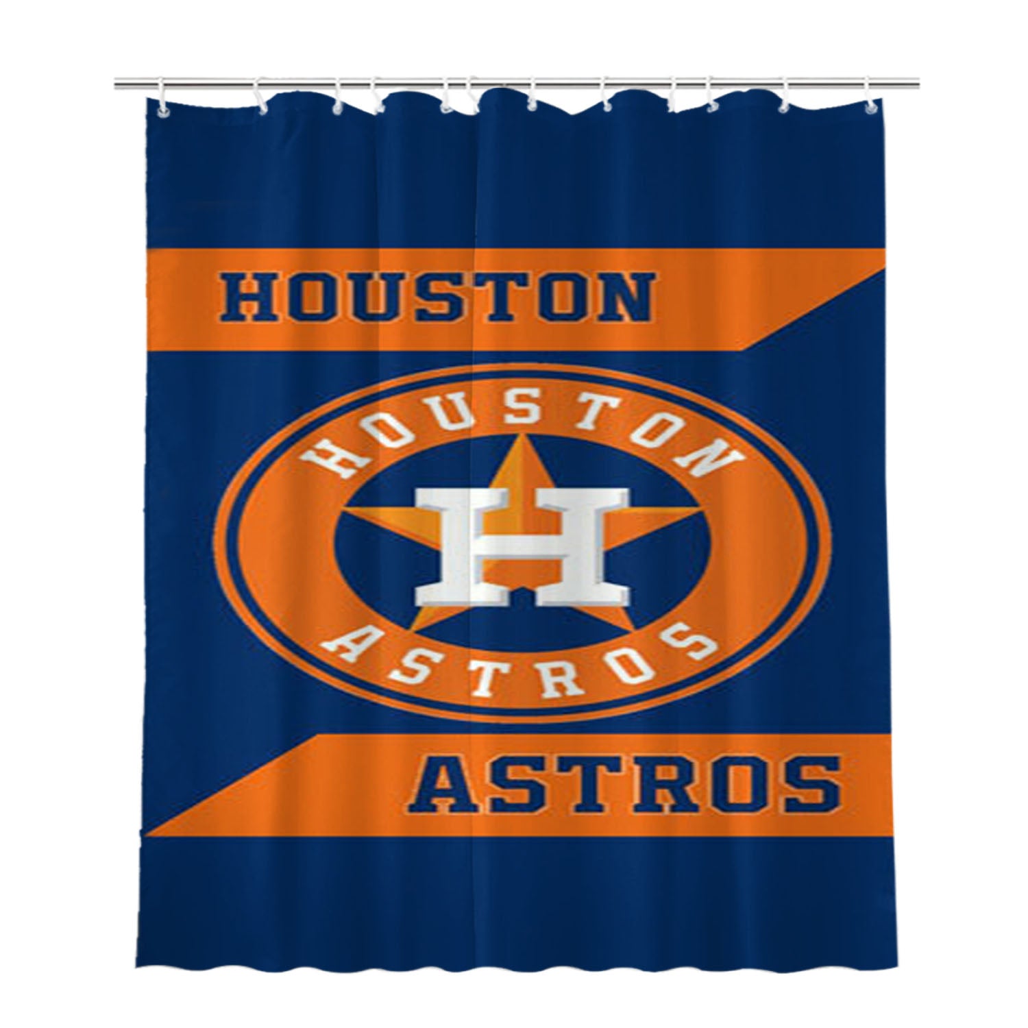 Houston Astros Bathroom Shower Curtain Fabric Waterproof | 66 X 72 Inch
