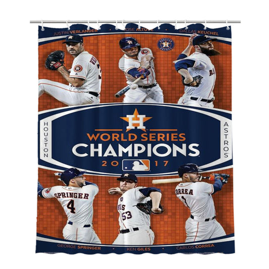 Personalized Houston Astros 2017 World Series Champions Shower Curtain Farmhouse Bathroom Decor