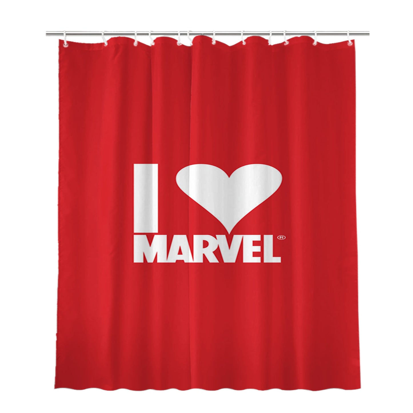 I Love Marvel Bathroom Shower Curtain Fabric Waterproof | 66 X 72 Inch
