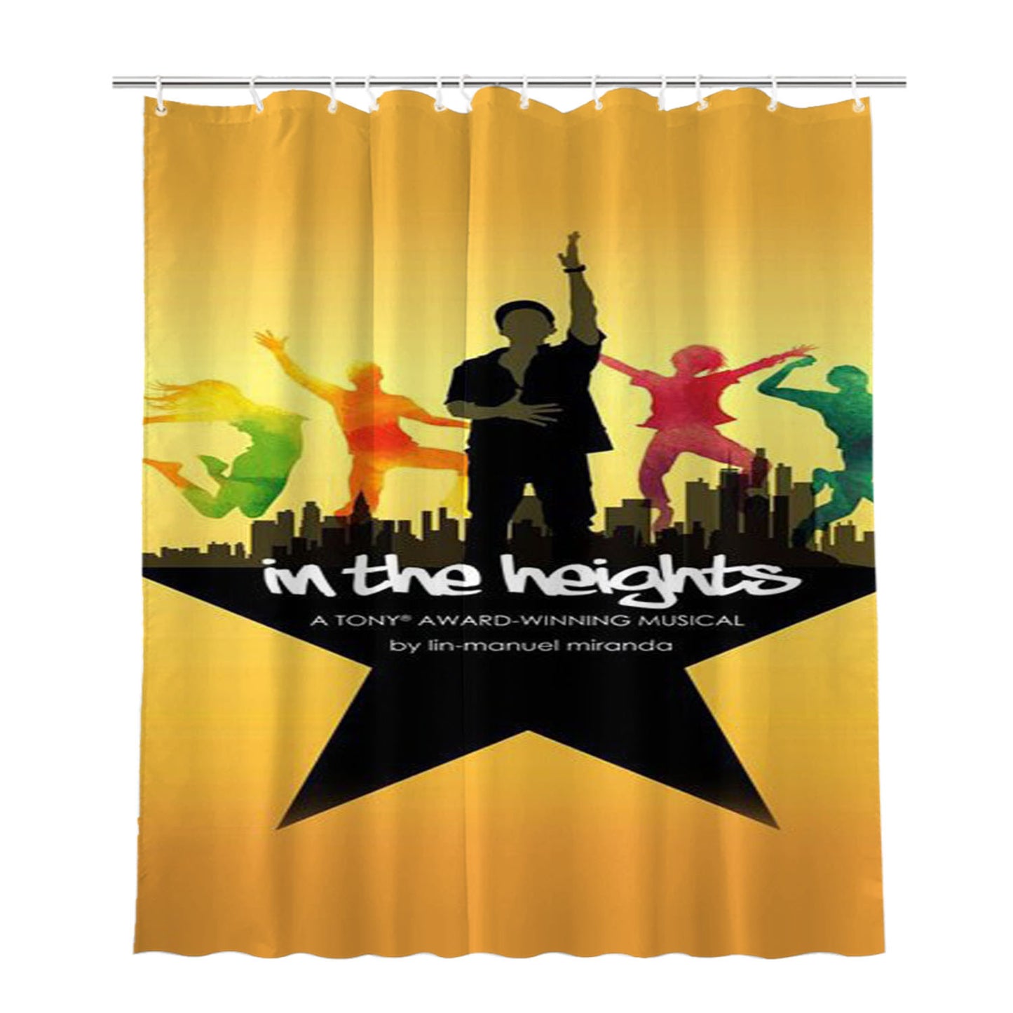 In The Heights Hamilton Broadway Musical Bathroom Shower Curtain Fabric Waterproof | 66 X 72 Inch