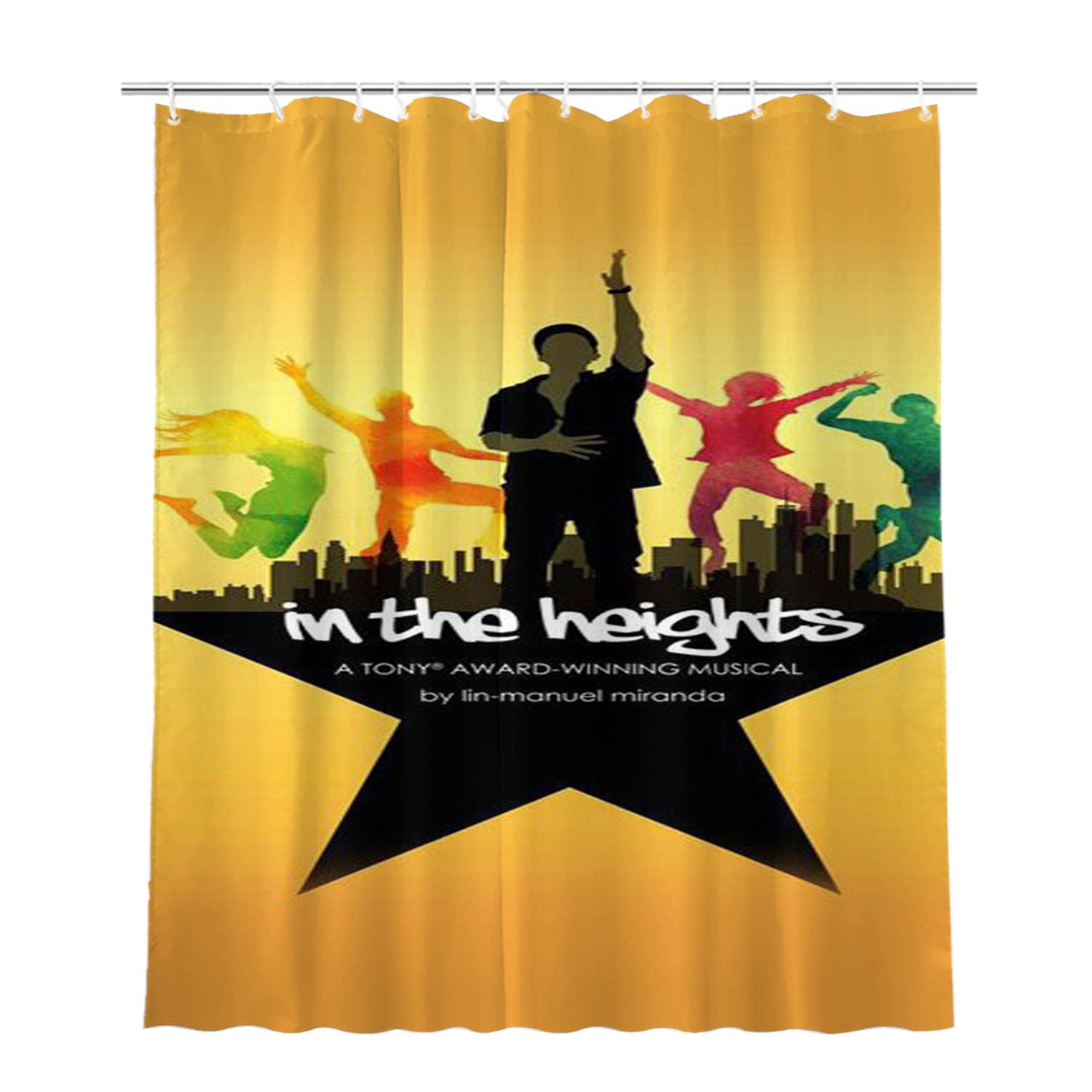 In The Heights Hamilton Broadway Musical Bathroom Shower Curtain Fabric Waterproof | 66 X 72 Inch