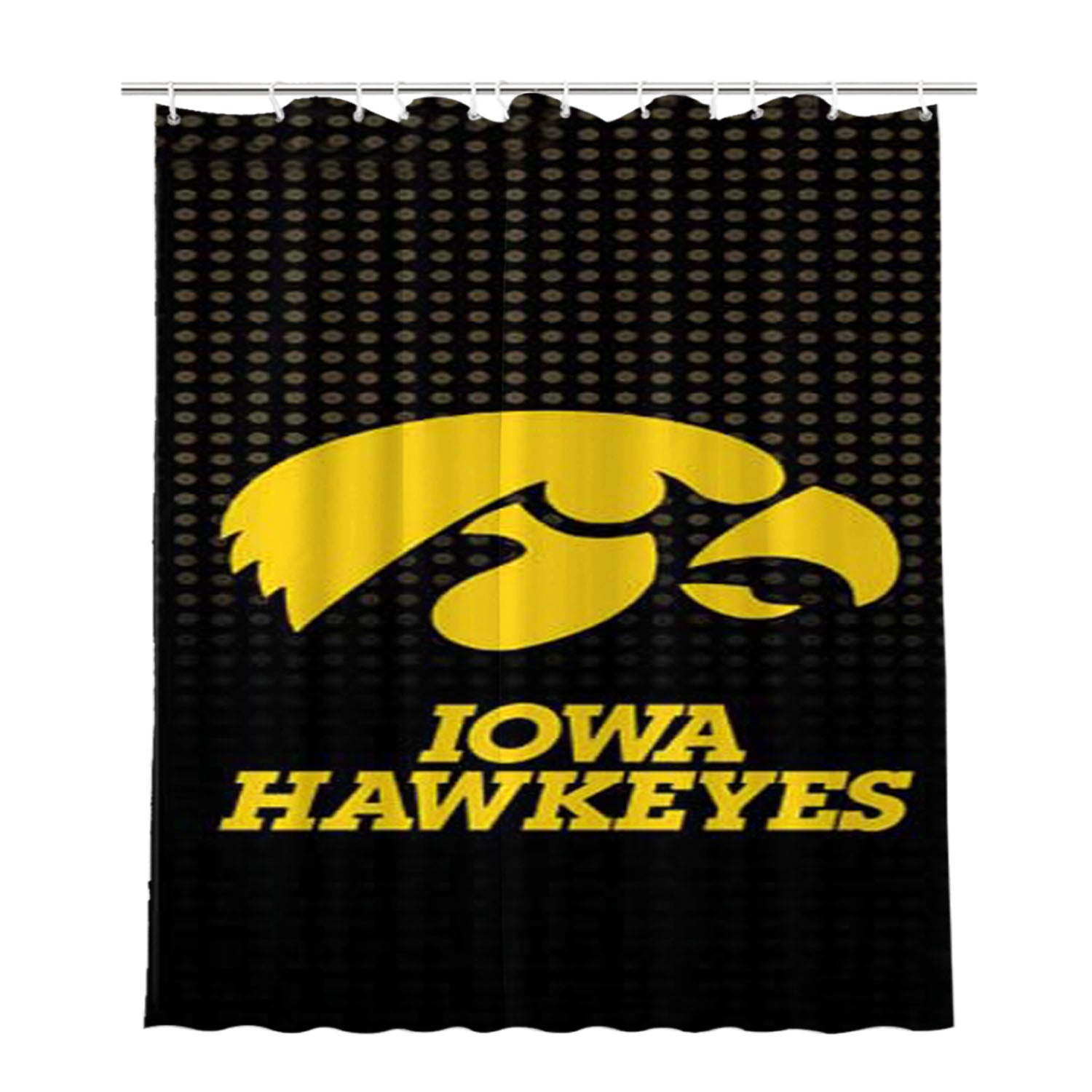 Iowa Hawkeyes Logo Dots Bathroom Shower Curtain Fabric Waterproof | 66 X 72 Inch