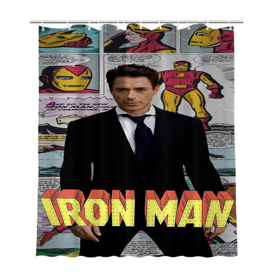 Personalized Iron Man X Robert Downey Jr Comic Canvas Shower Curtain Farmhouse Bathroom Decor