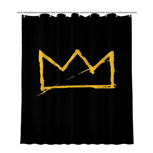 Personalized Jean Michel Basquiat Crown Graffiti Street Art Shower Curtain Farmhouse Bathroom Decor