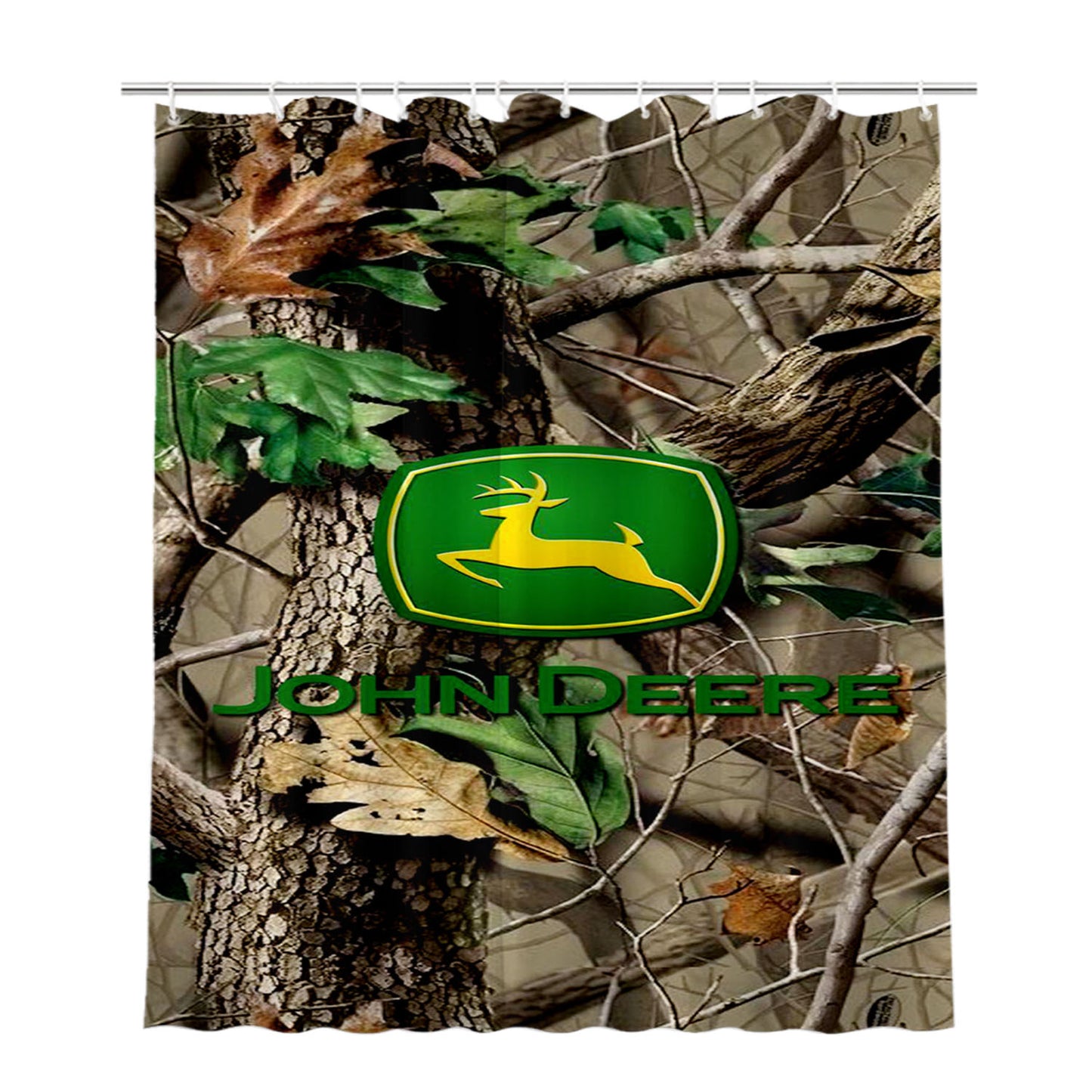 John Deere Camo Logo Bathroom Shower Curtain Fabric Waterproof | 66 X 72 Inch