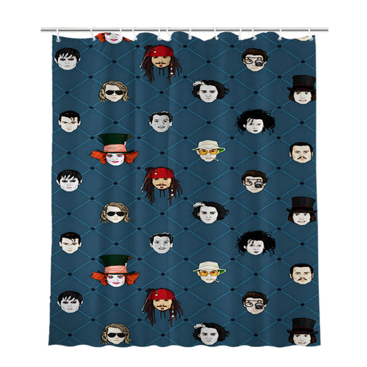 Johnny Depp All Movie Characters Pattern Bathroom Shower Curtain Fabric Waterproof | 66 X 72 Inch