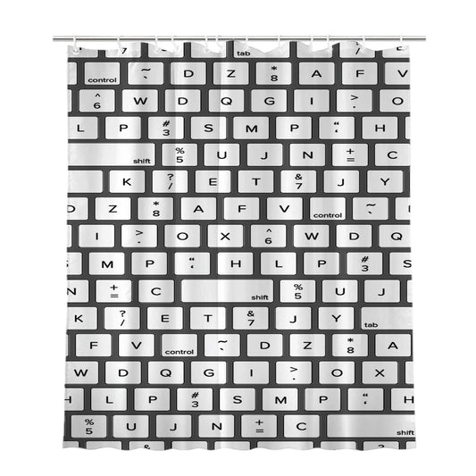 Keyboard Pattern Bathroom Shower Curtain Fabric Waterproof | 66 X 72 Inch