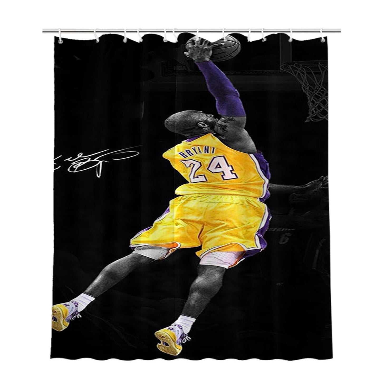 Kobe Bryant Signature Bathroom Shower Curtain Fabric Waterproof | 66 X 72 Inch