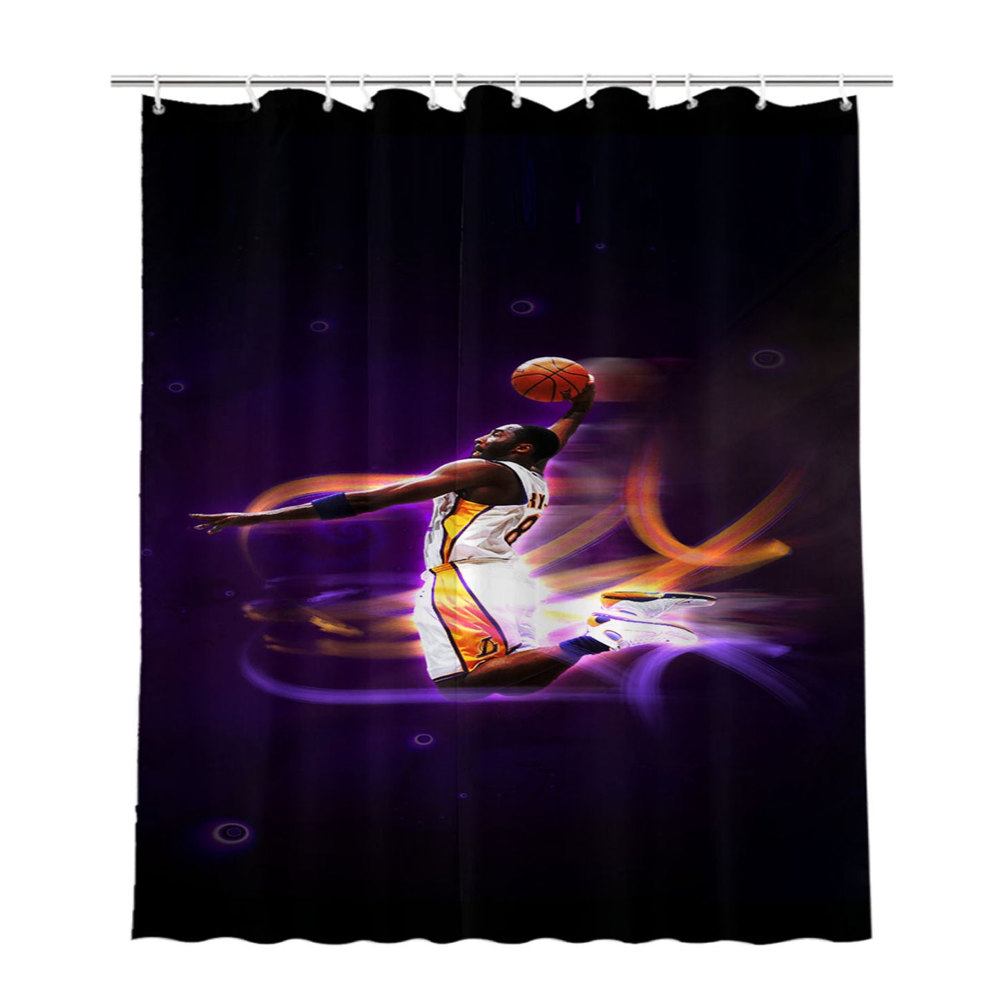 Kobe Slamdunk Glowing Bathroom Shower Curtain Fabric Waterproof | 66 X 72 Inch
