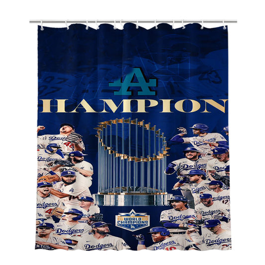 La Dodgers Champions Bathroom Shower Curtain Fabric Waterproof | 66 X 72 Inch