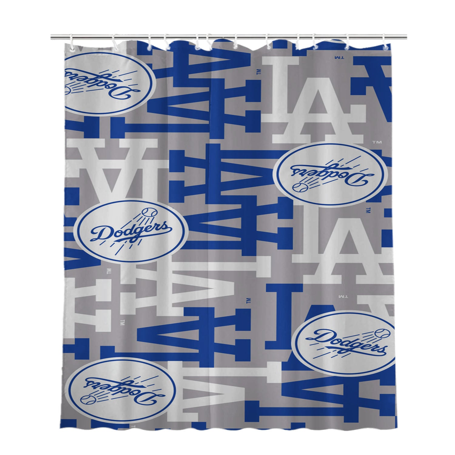 La Dodgers Pattern Bathroom Shower Curtain Fabric Waterproof | 66 X 72 Inch