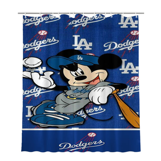 La Dodgers X Mickey Mouse Bathroom Shower Curtain Fabric Waterproof | 66 X 72 Inch