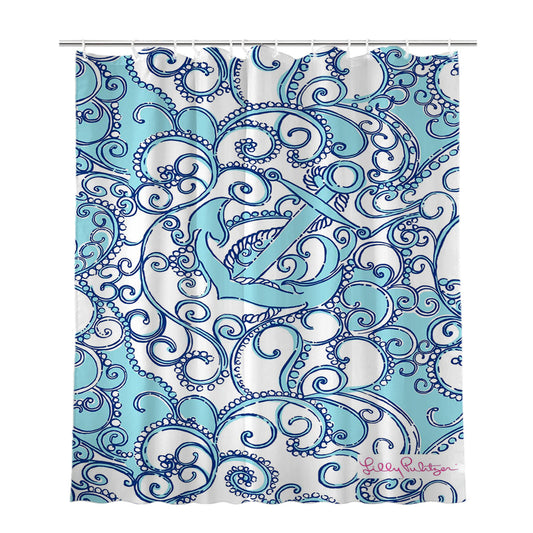 Lilly Pulitzer Summer Shape Up Or Ship Bathroom Shower Curtain Fabric Waterproof | 66 X 72 Inch