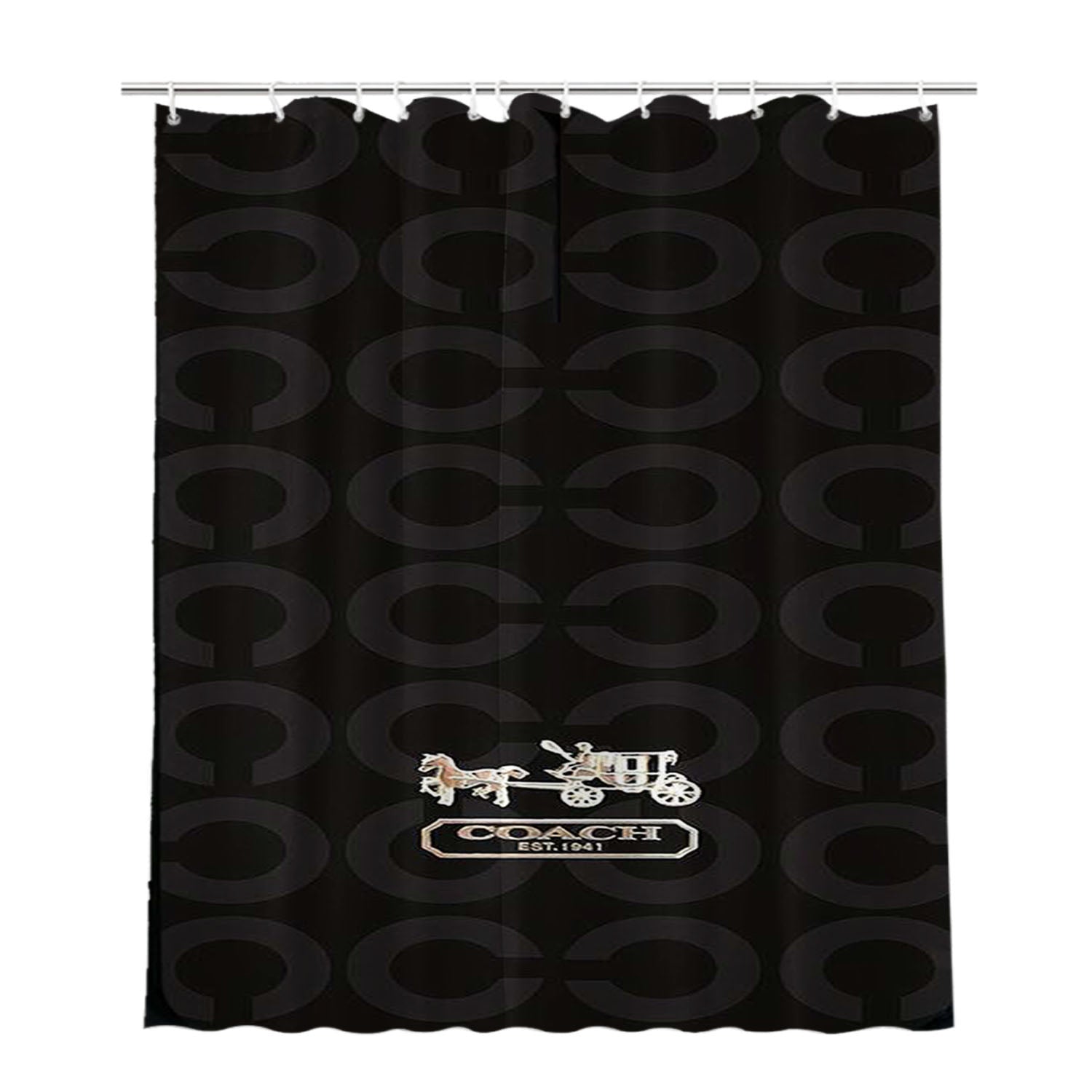 Logo Coach New York Bathroom Shower Curtain Fabric Waterproof | 66 X 72 Inch