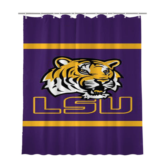 Lsu Tigers Bathroom Shower Curtain Fabric Waterproof | 66 X 72 Inch